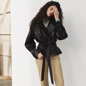 ZARA FAUX LEATHER JACKET WITH BELT